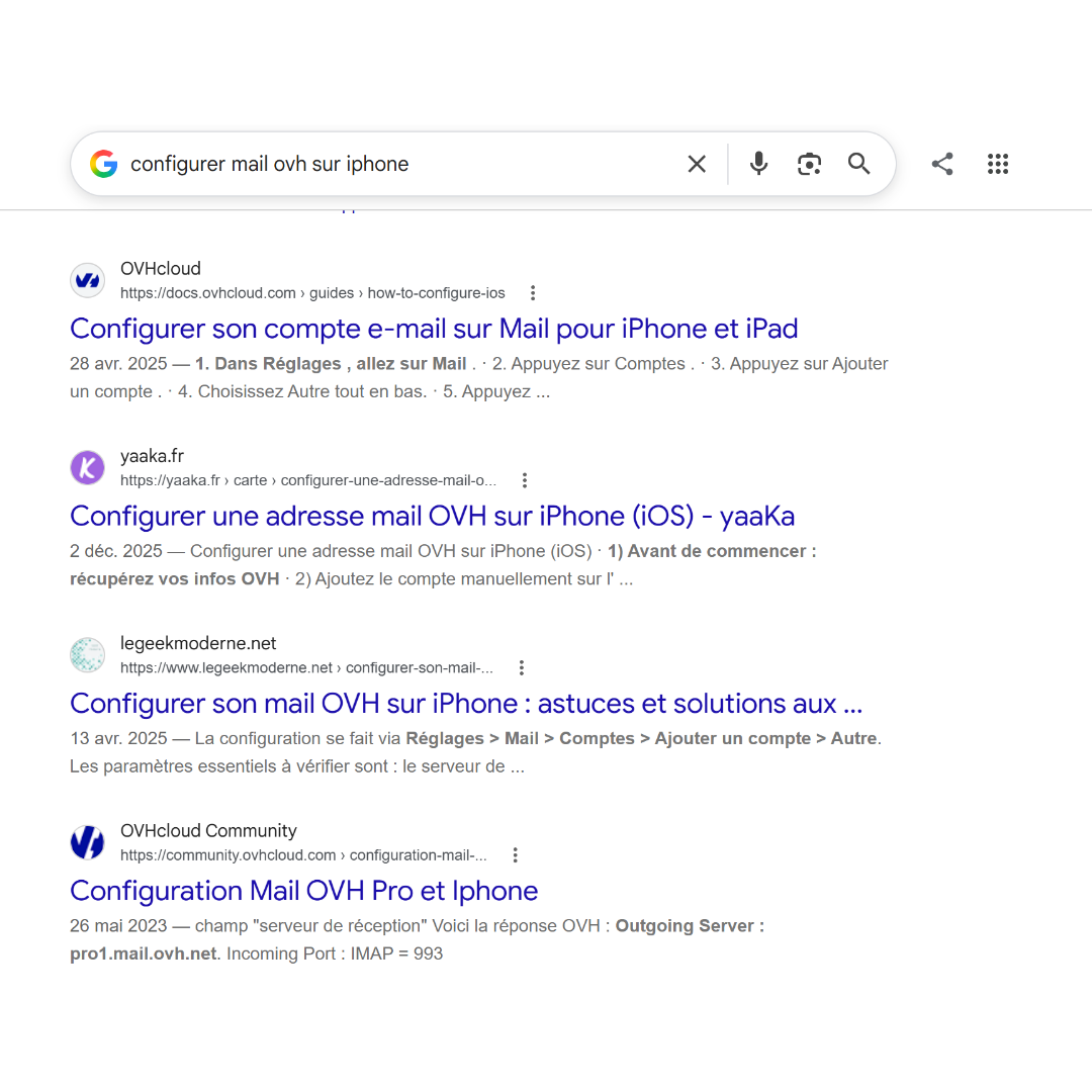 CONFIGURER MAIL OVH SUR IPHONE