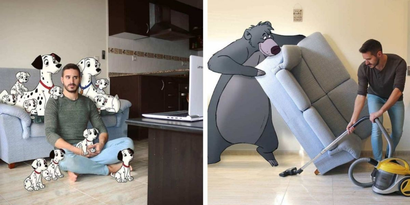 Cet artiste donne vie aux personnages Disney et les intègre dans son quotidien