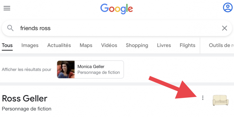 Tapez Friends Ross sur Google et cliquez sur le canapé
