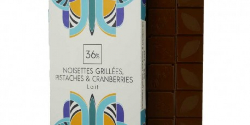 Tablette Noisettes grillées, pistaches et cranberries au lait