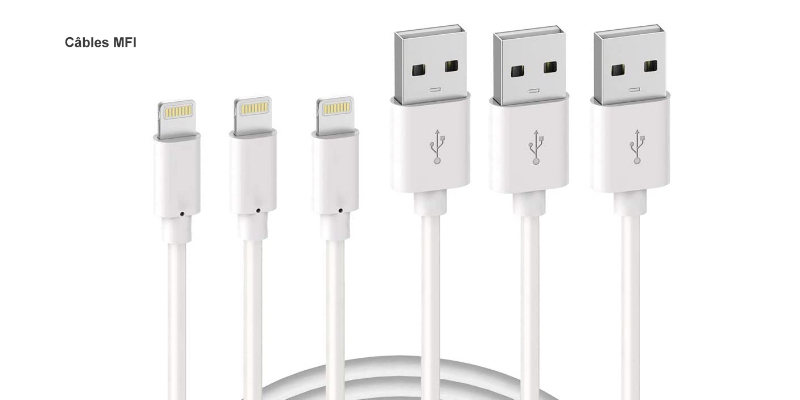 3 Câble de Chargeur iPhone 2M，MFi Certifié Câble, Fil Lightning Charge Rapide pour iPhone 11 12 Mini 13 Pro XS Max XR X 8 7 6s 6 Plus 5 Se iPad Chargeur, Cordon Lightning iPhone Blanc