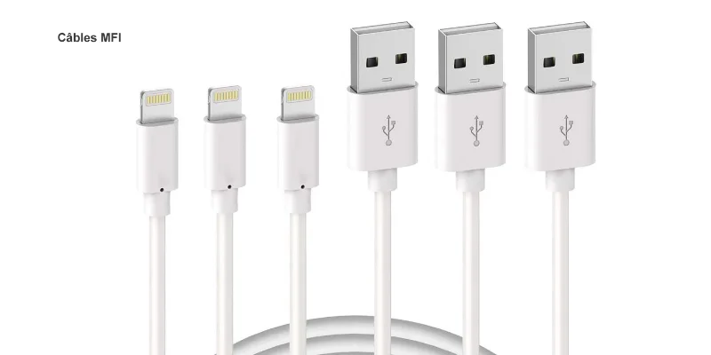 3 Câble de Chargeur iPhone 2Mï¼MFi Certifié Câble, Fil Lightning Charge Rapide pour iPhone 11 12 Mini 13 Pro XS Max XR X 8 7 6s 6 Plus 5 Se iPad Chargeur, Cordon Lightning iPhone Blanc