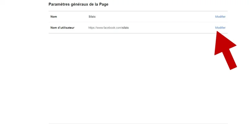Modifier le nom d'une page publique Facebook