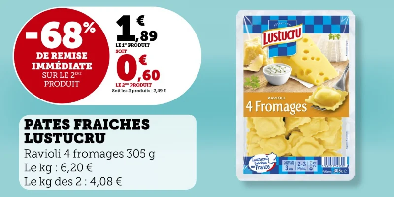 Pâtes fraîches Lustucru Cholet 1.89€