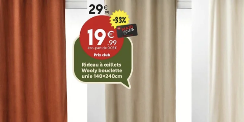 Promo rideau à Åillets Cholet - 33% Maxi Bazar