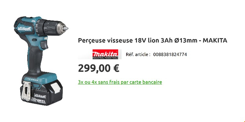 Perçeuse visseuse 18V MAKITA cholet