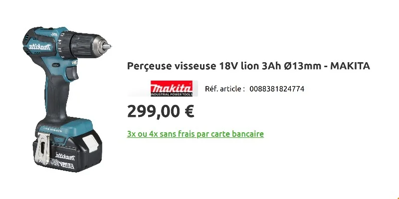 Perçeuse visseuse 18V MAKITA cholet