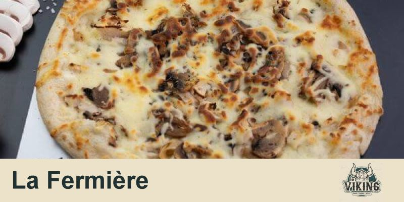 La Fermière : crème fraîche, mozzarella, poulet rôti, oignons