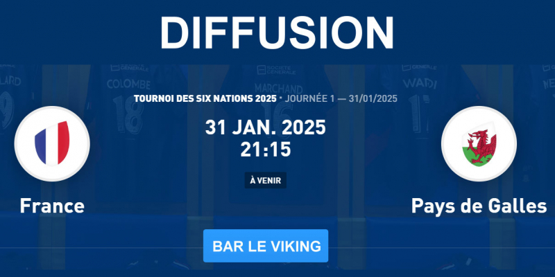 Rugby - Tournoi des 6 Nations. Diffusion de France - Pays de Galle, vendredi 31/01 - 21h00