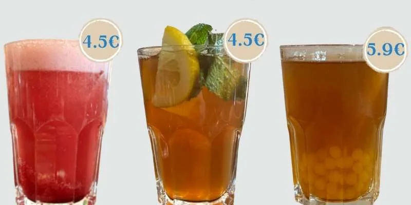 Boissons fraîches et douceurs sucrées : Limonade maison, Thé glacé maison, Bubble tea,