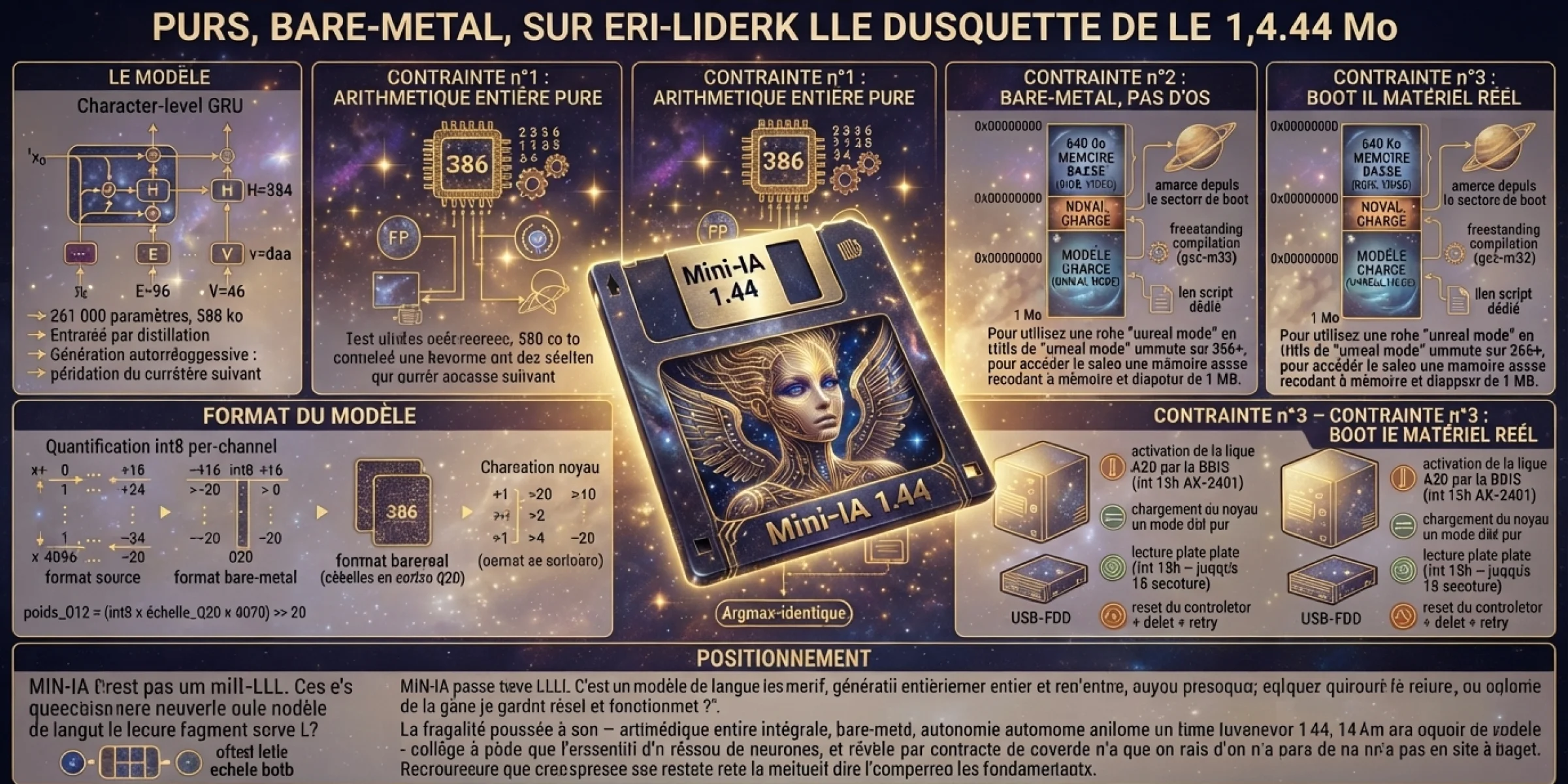 MINI-IA 1.44 — un modèle de langue en entiers, sur une disquette de 1,44 Mo