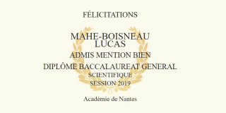 Lucas Mahé Boisneau : Baccalauréat 2019