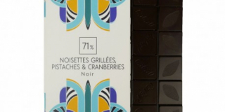 Tablette noisettes grillées, pistaches, cranberries chocolat noir 71%