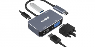 Atolla Hub USB C, Adaptateur USB C vers HDMI UHD avec Port HDMI 4K @ 30Hz + VGA 1080P + Port USB 3.0 + PD 60W pour MacBook air/MacBook Pro 2019/2018 et USB...