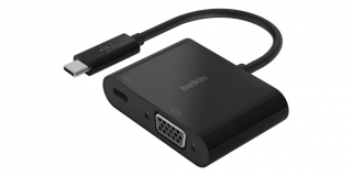 Belkin Adaptateur USB-C vers VGA + Recharge (Prise en harge de la Résolution Vidéo HD 1080p, Alimentation Passthrough 60 W pour les Appareils Connectés, Adaptateur VGA pour MacBook Pro)