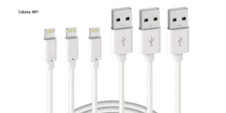 3 Câble de Chargeur iPhone 2Mï¼MFi Certifié Câble, Fil Lightning Charge Rapide pour iPhone 11 12 Mini 13 Pro XS Max XR X 8 7 6s 6 Plus 5 Se iPad Chargeur, Cordon Lightning iPhone Blanc