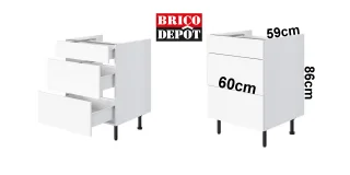 Meuble bas cuisine Cholet 1 tiroir + 2 casseroliers