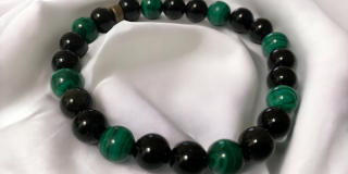 Bracelet DOULEURS pour soulager vos douleurs composé de Malachite et d'obsidienne noire