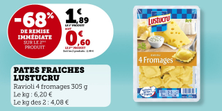 Pâtes fraîches Lustucru Cholet 1.89€