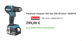 Perçeuse visseuse 18V MAKITA cholet