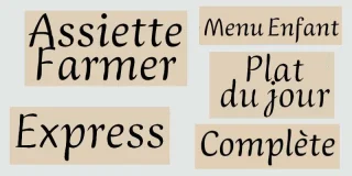 Formules : Express, Plat du jour, Complète, Menu Enfant